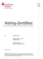 Bestnote 1 beim Sparkassen Rating für hermetec